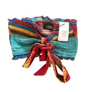 NWT, Cider, Women’s Tied front Multicolored Tube Top, Size XS